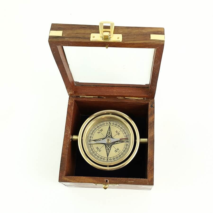 Bussola Meridiana In Ottone Con Scatola Campeggio Escursionismo Stile Vintage Ma